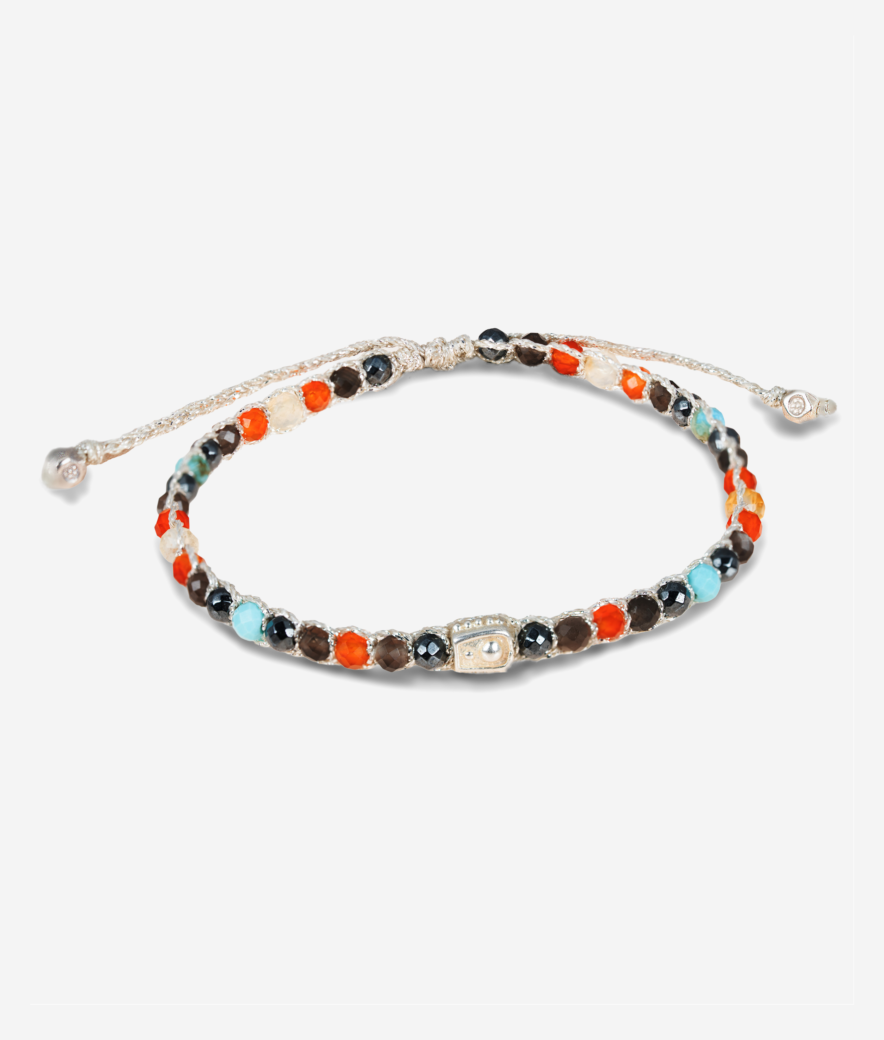 Exclusive Gelang 7 CHAKRA MOONSTONE | SILVER Yarn | Gelang batu