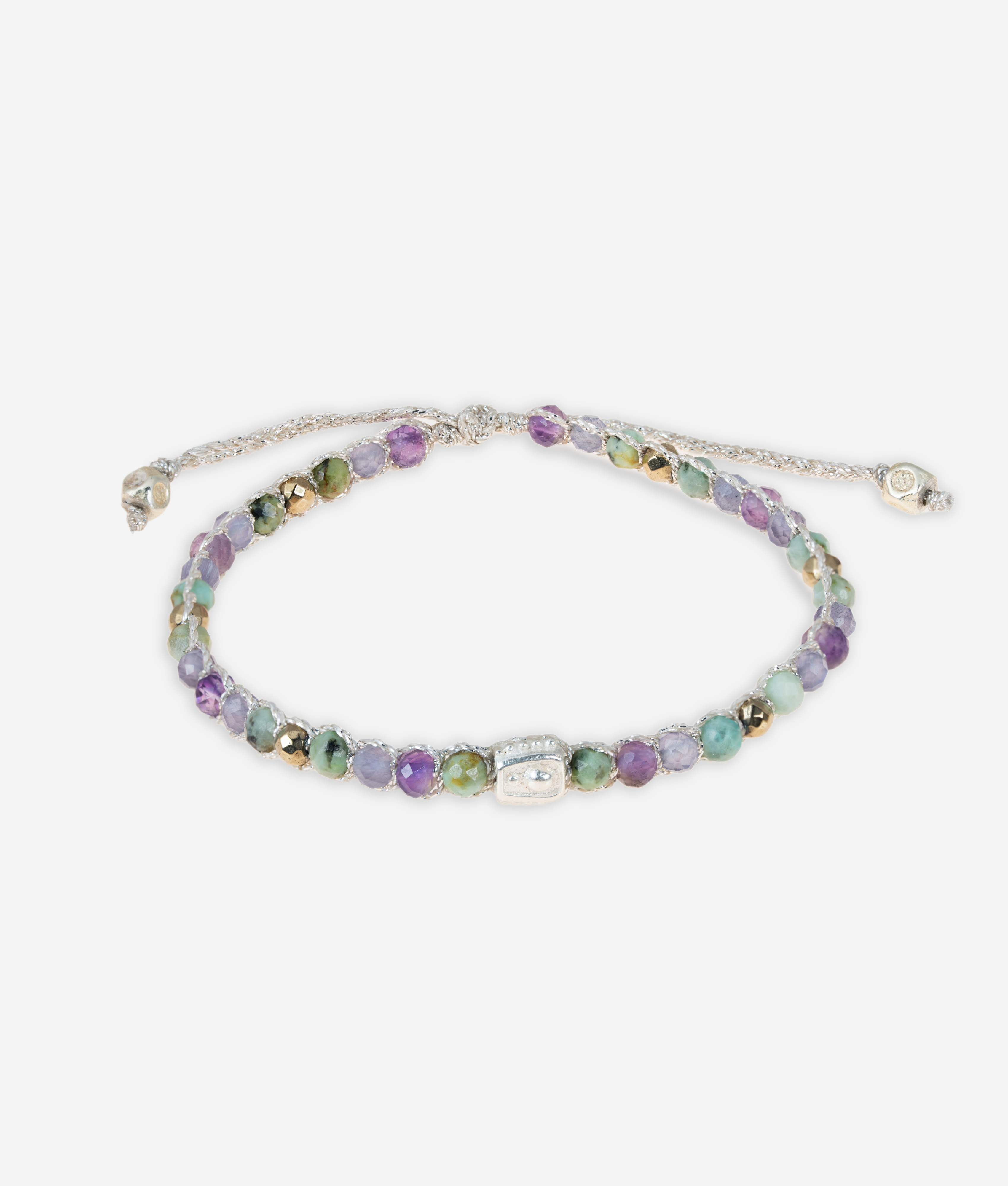 Exclusive Gelang 7 CHAKRA MOONSTONE | SILVER Yarn | Gelang batu 