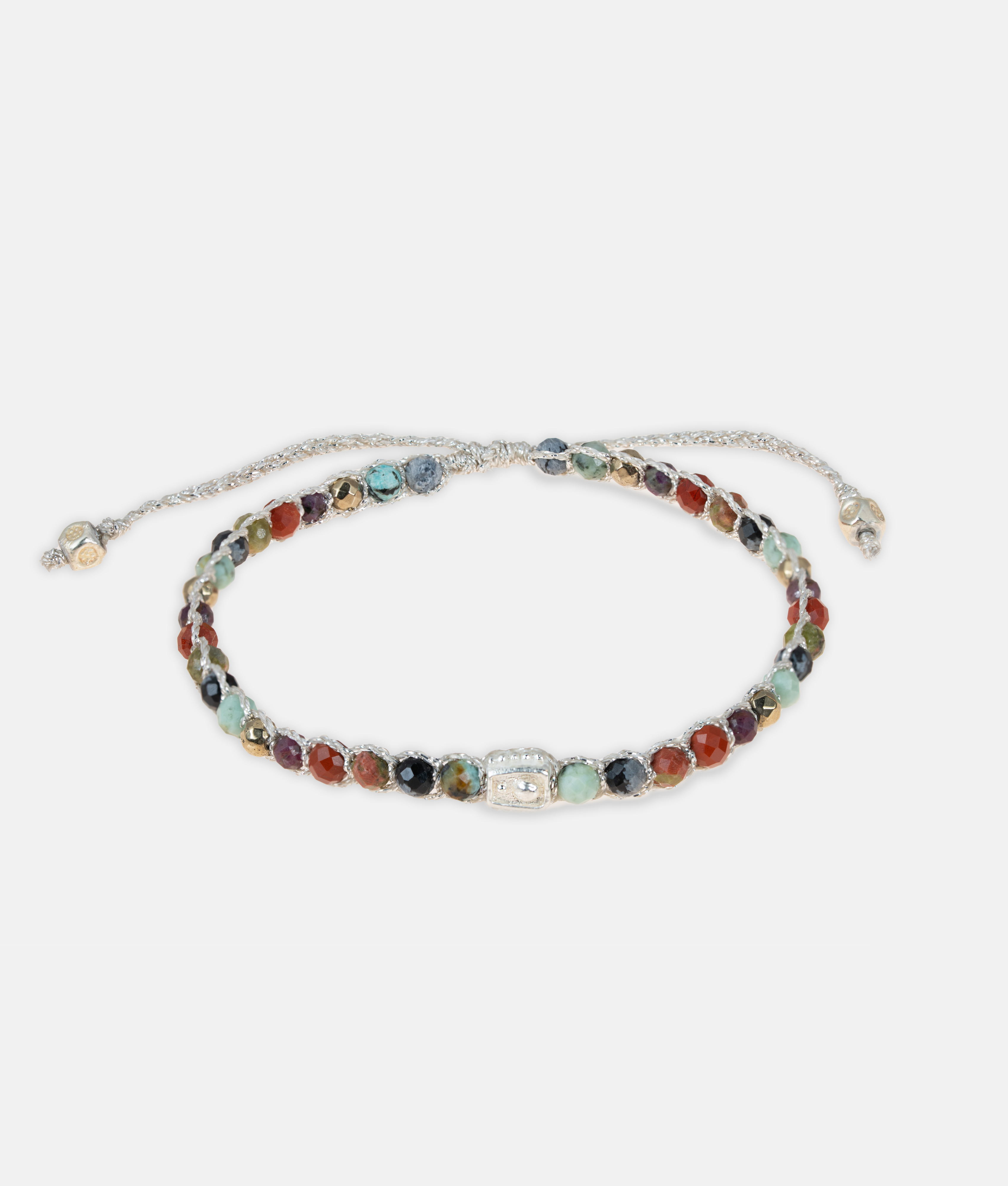 Exclusive Gelang 7 CHAKRA MOONSTONE | SILVER Yarn | Gelang batu