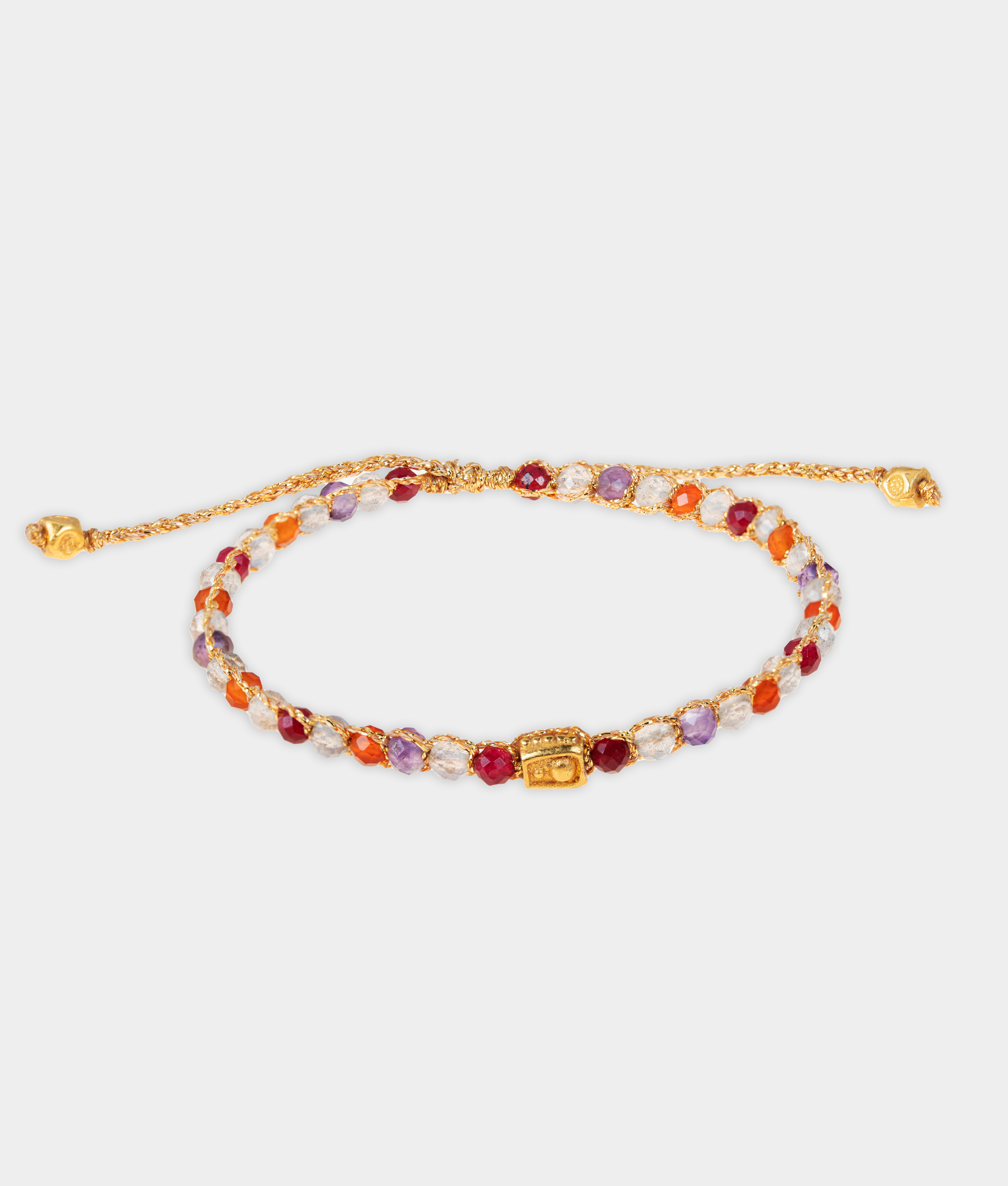 Exclusive Gelang 7 CHAKRA MOONSTONE | SILVER Yarn | Gelang batu