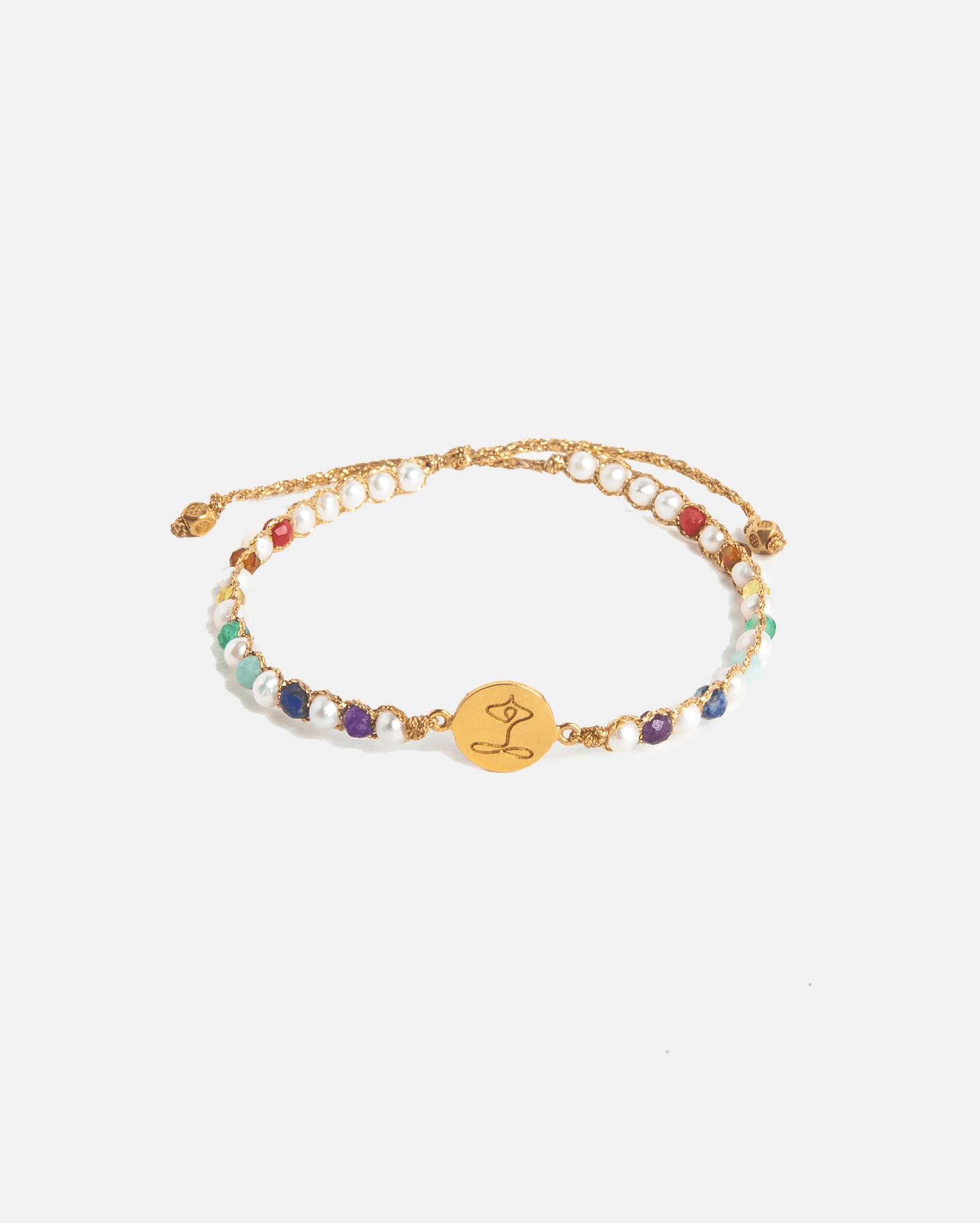 Exclusive Namaste Chakras GOLD Yarn Gemstone Bracelets