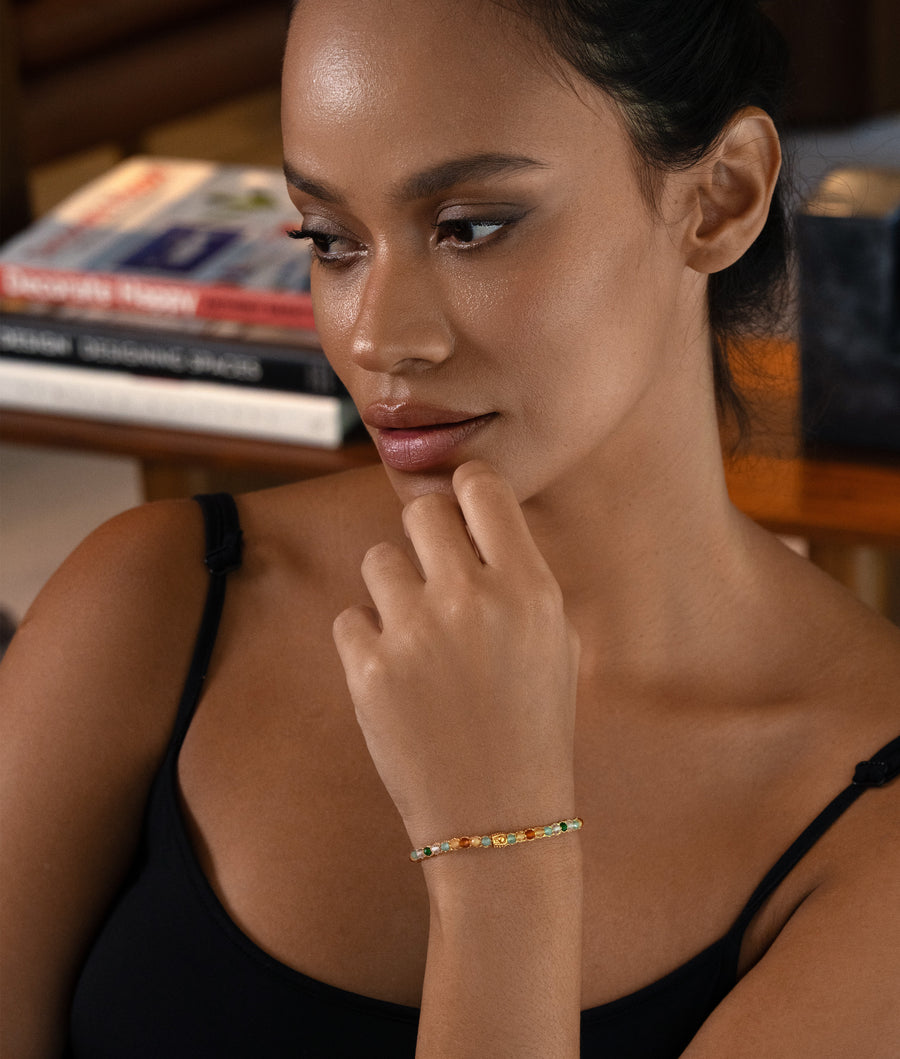 Gelang Lepidolite | Benang Emas