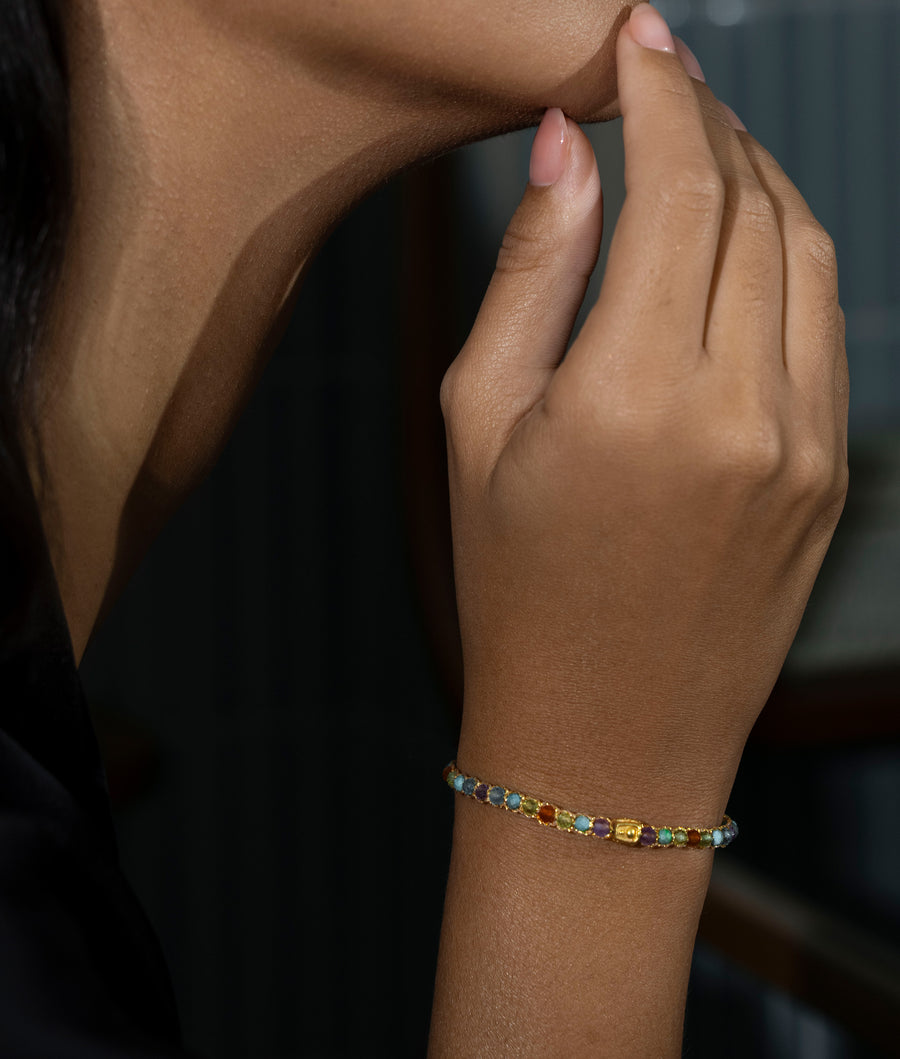 Gelang Lepidolite | Benang Emas