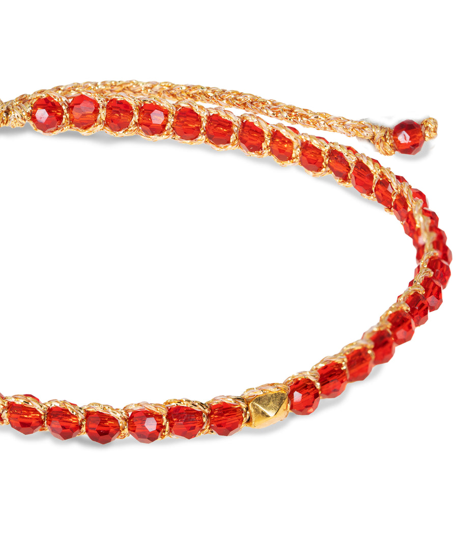 Crystal Red Nugget Bracelet | Gold