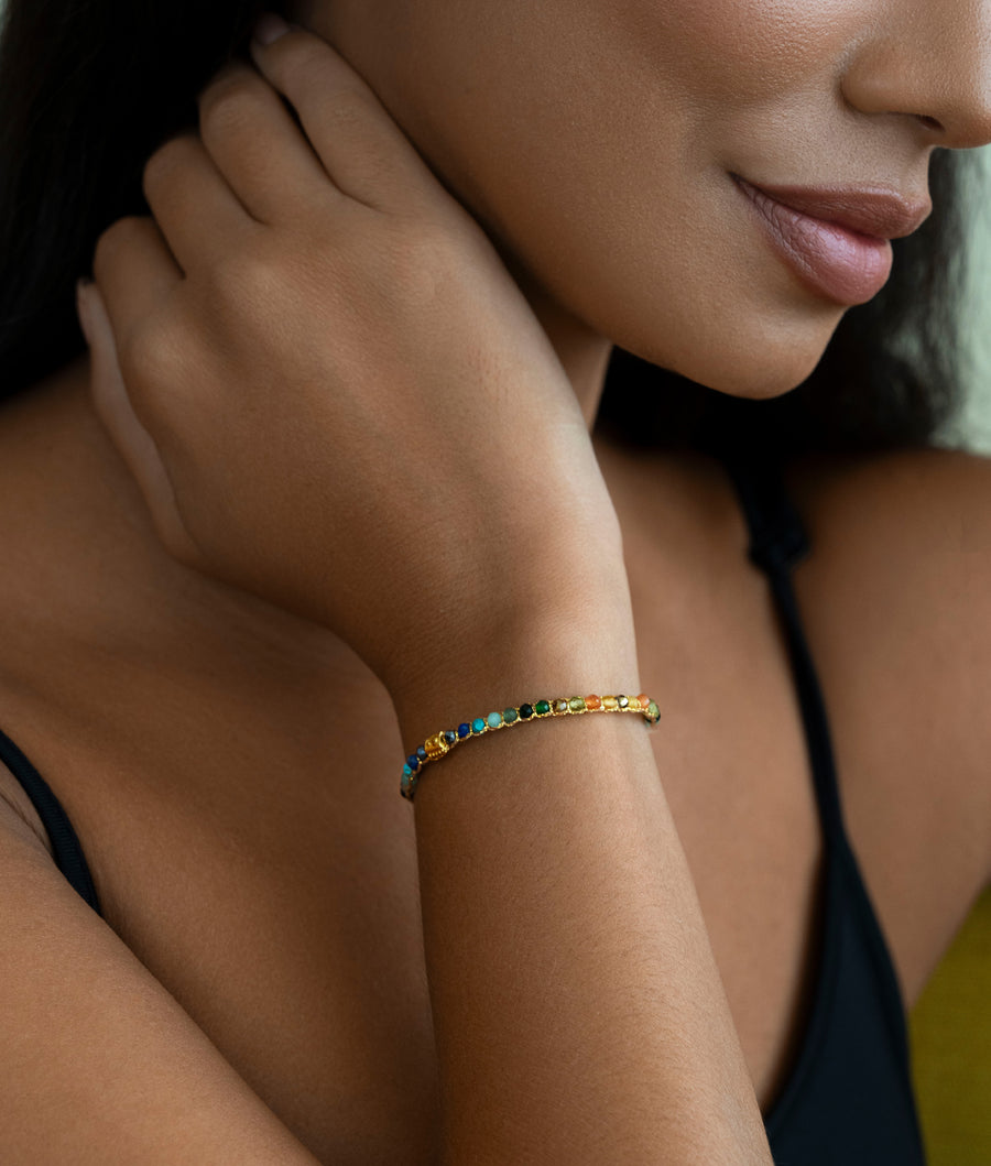 Gelang Lepidolite | Benang Emas