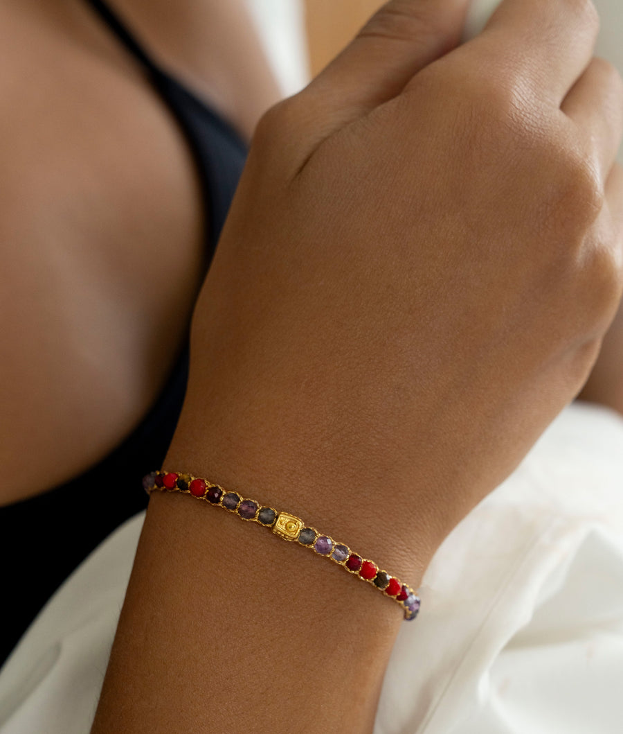 Gelang Lepidolite | Benang Emas