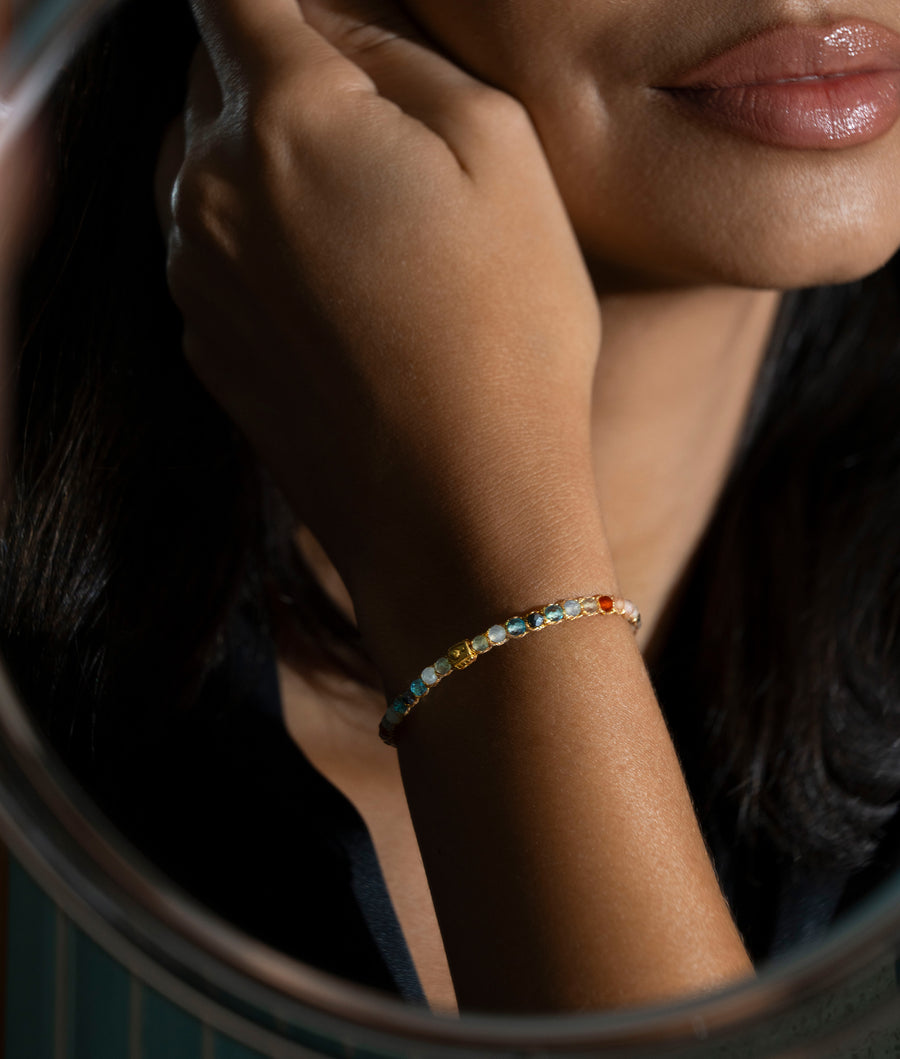 Gelang Lepidolite | Benang Emas