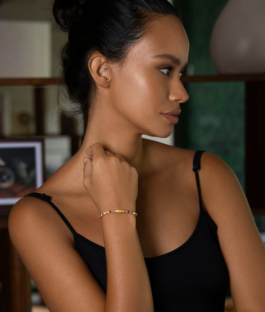 Gelang Lepidolite | Benang Emas