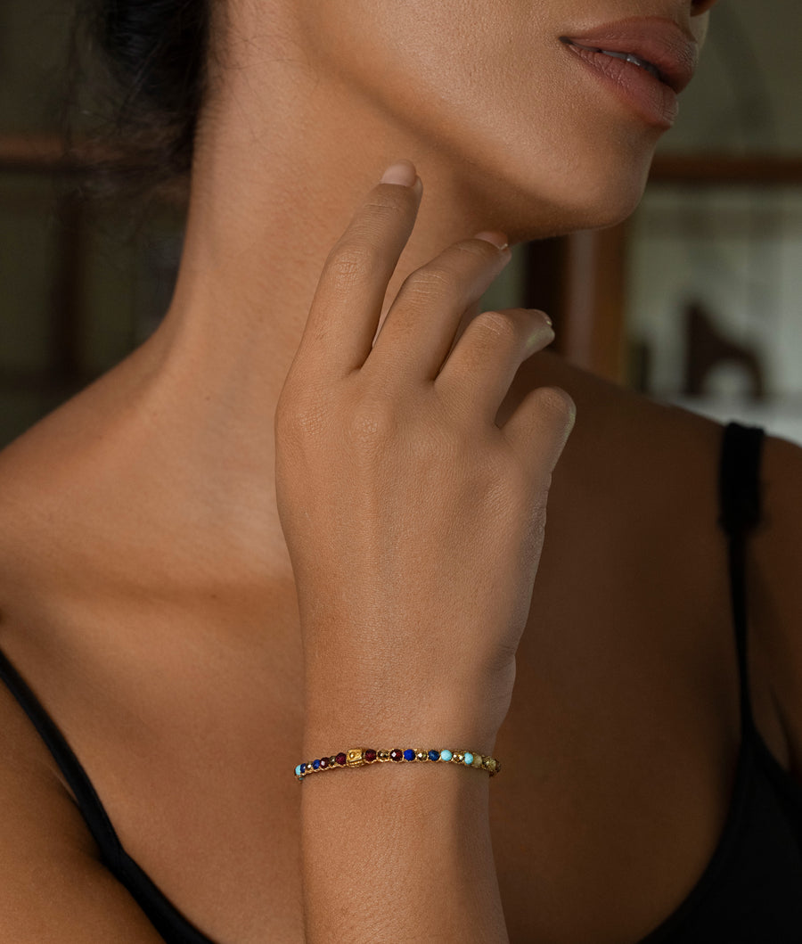 Gelang Lepidolite | Benang Emas