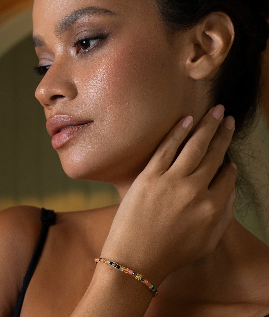 Gelang Lepidolite | Benang Emas