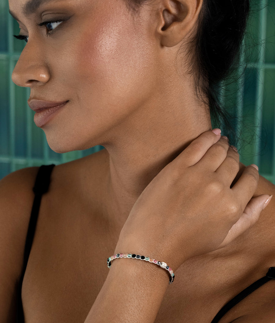 Gelang Lepidolite | Benang Emas