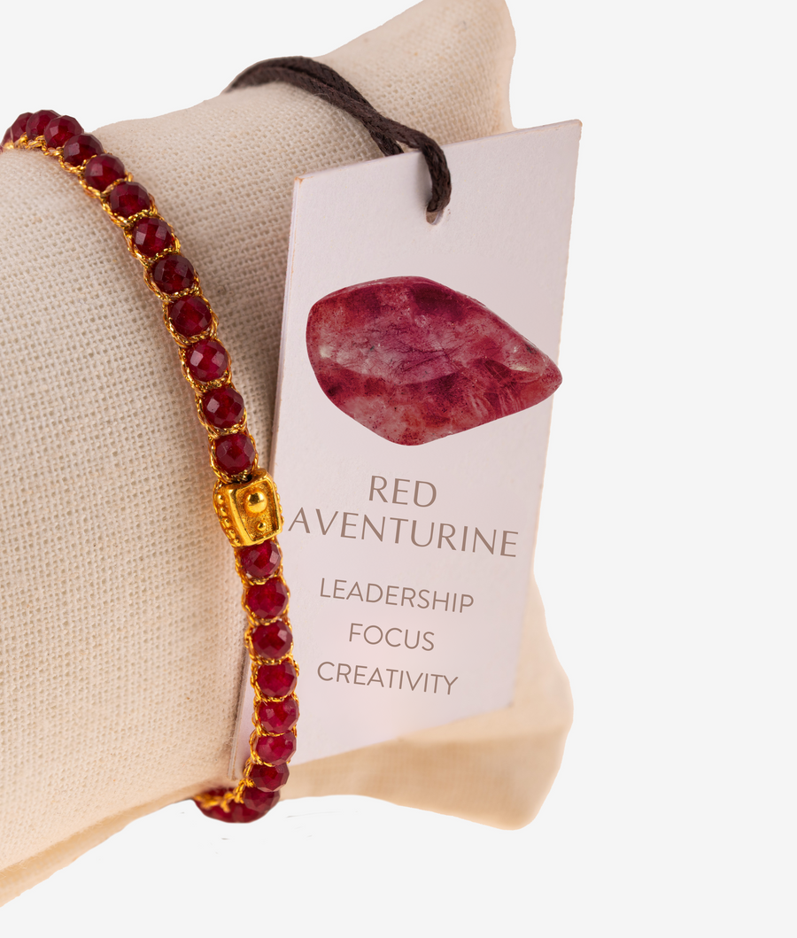 Gelang Aventurine Merah | Benang Emas