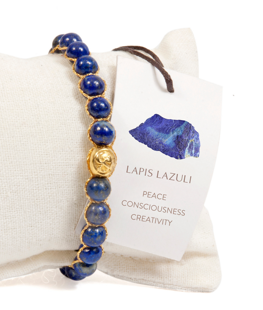 Lapis Lazuli 6mm Bracelet | Gold