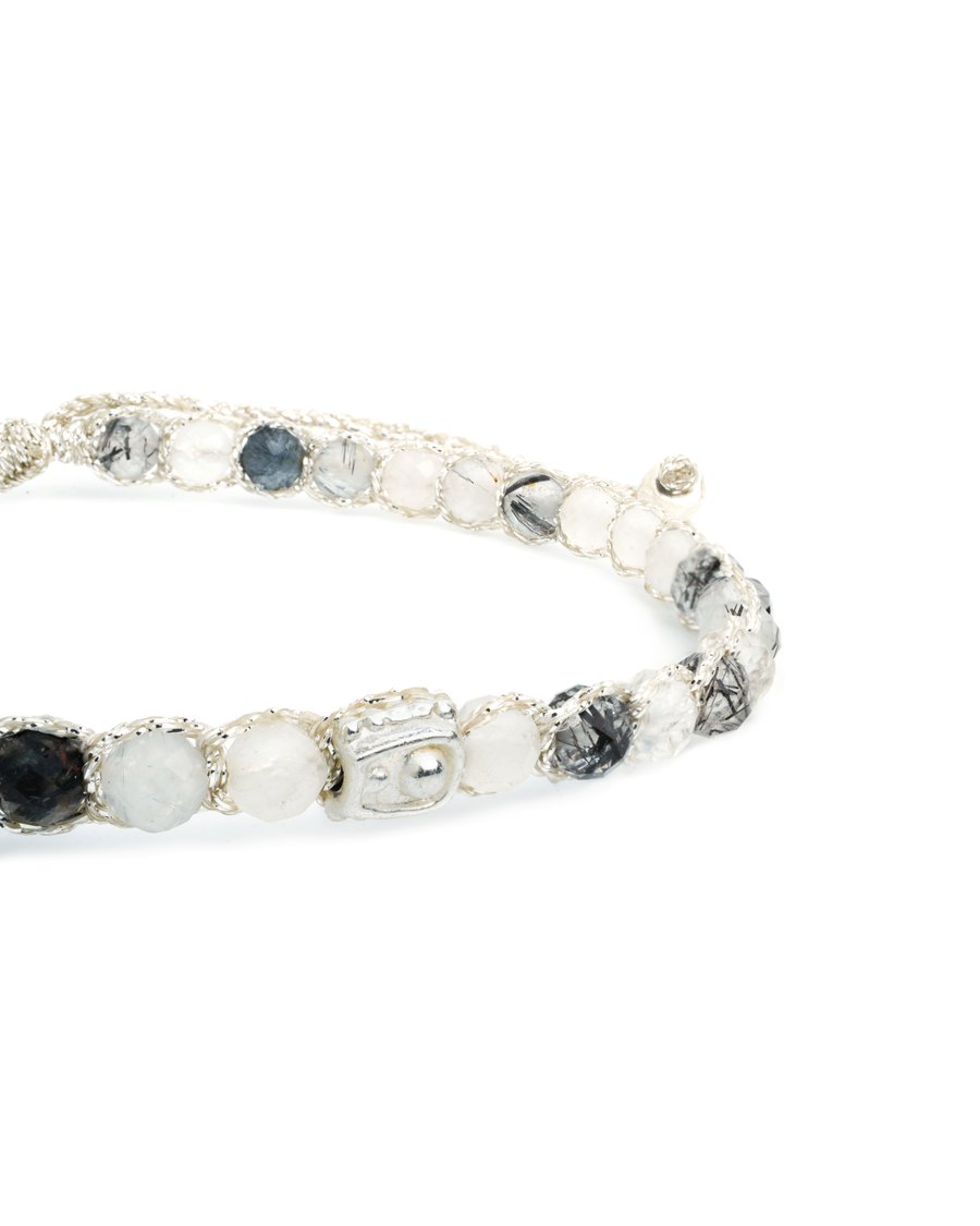 Black Rutilated Quartz Bracelet | Silver