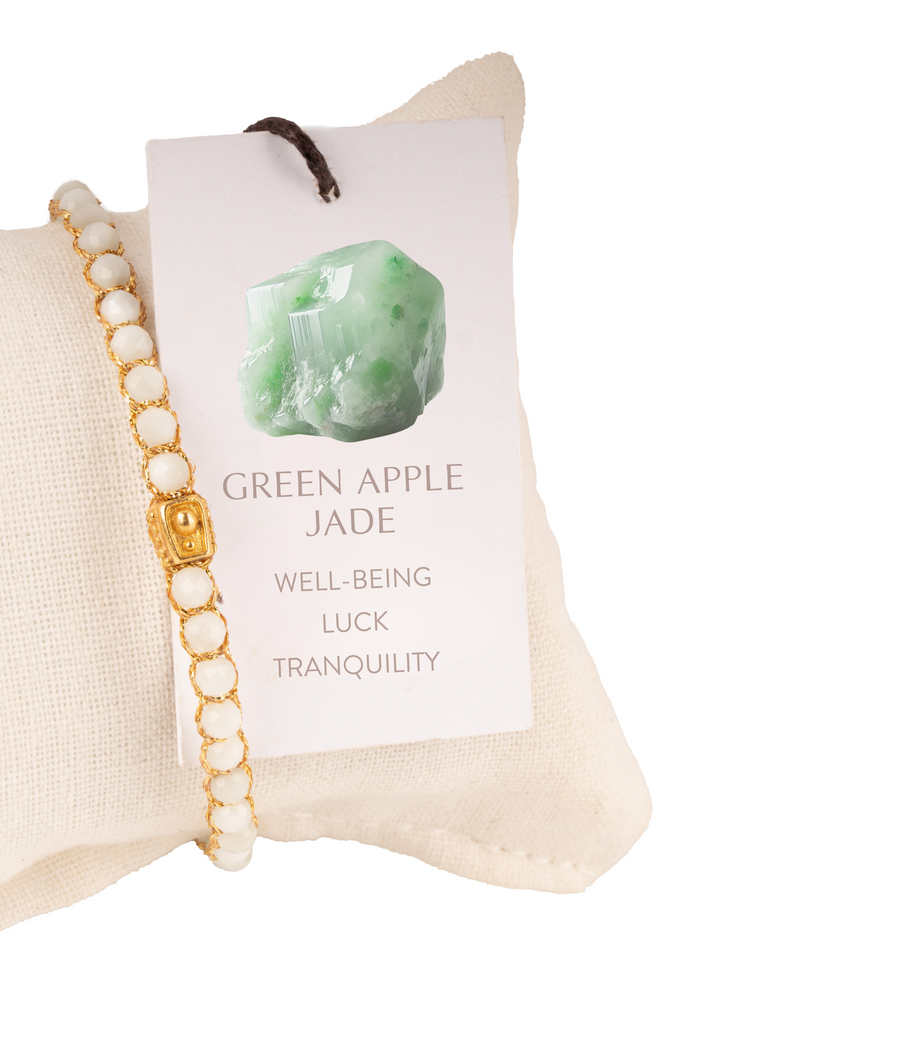 Green Apple Jade Bracelet | Gold
