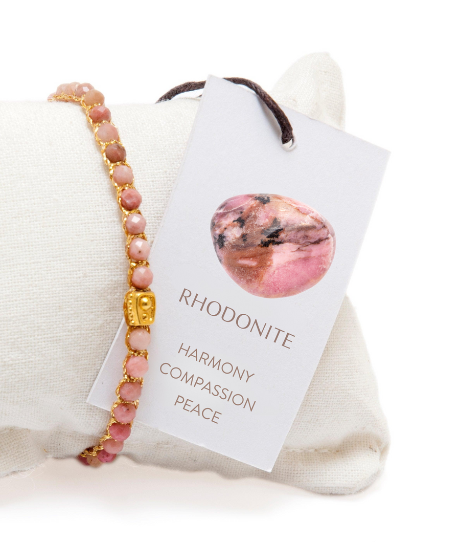 Rhodonite Australia Bracelet Gold | Gelang Rhodonite | Gelang Rhodonite ...