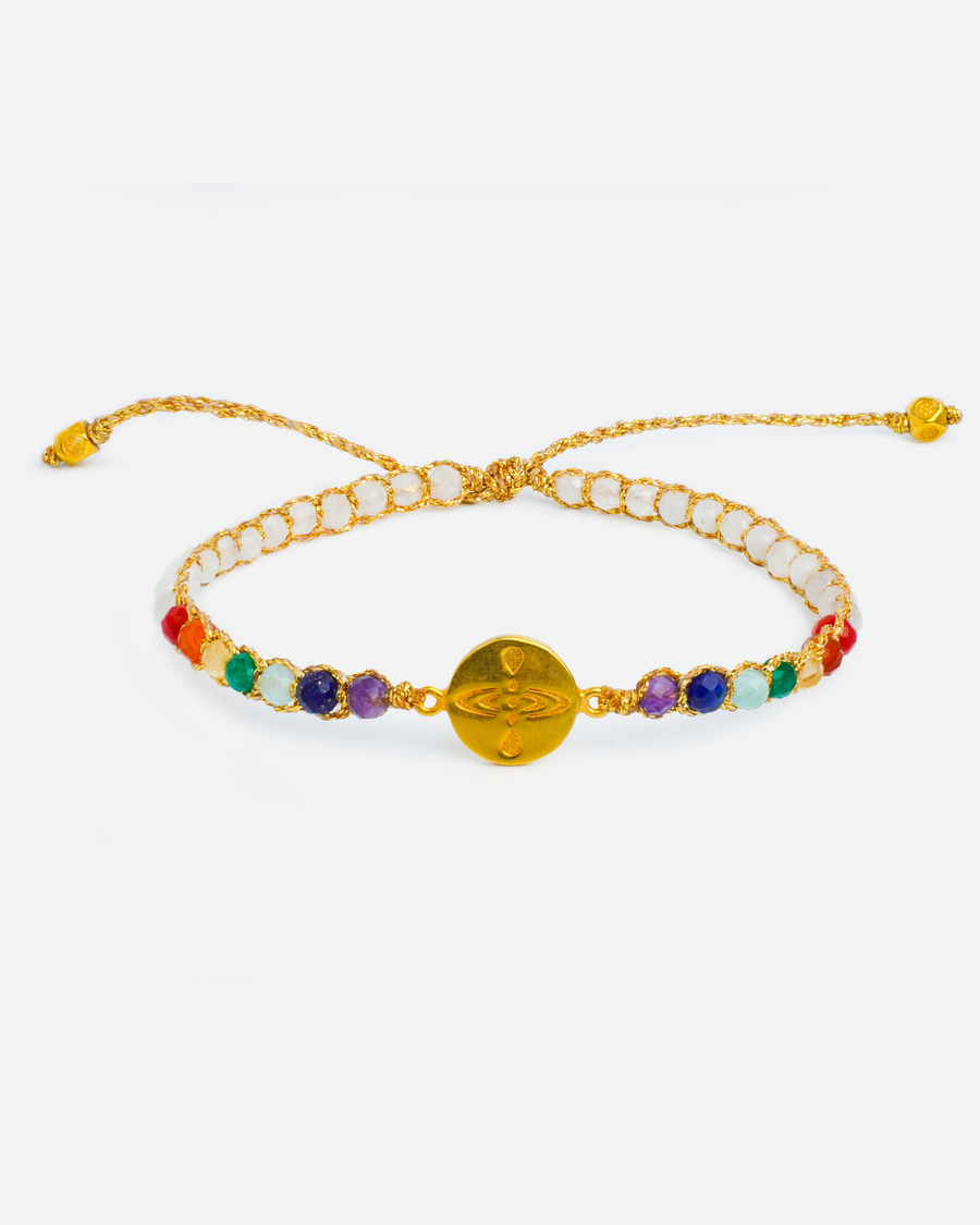 Mindfulness 7 Chakras Moonstone Bracelet | Gold