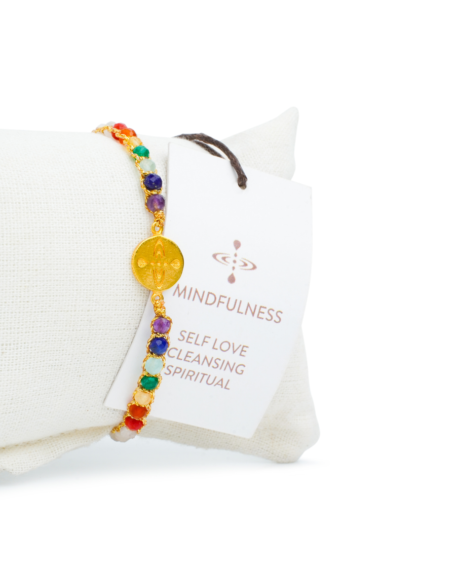 Mindfulness 7 Chakras Moonstone Bracelet | Gold