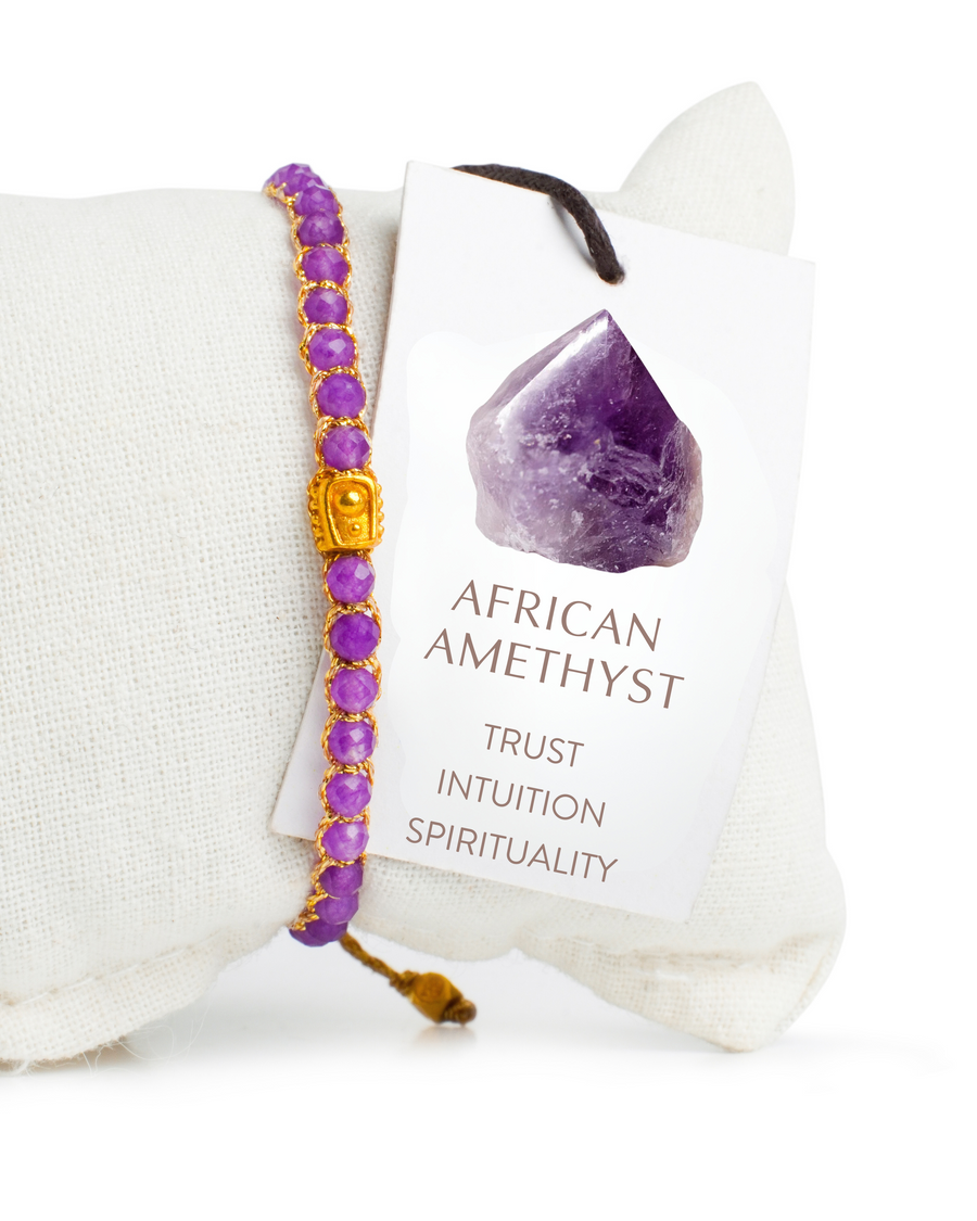 African Amethyst Bracelet | Gold