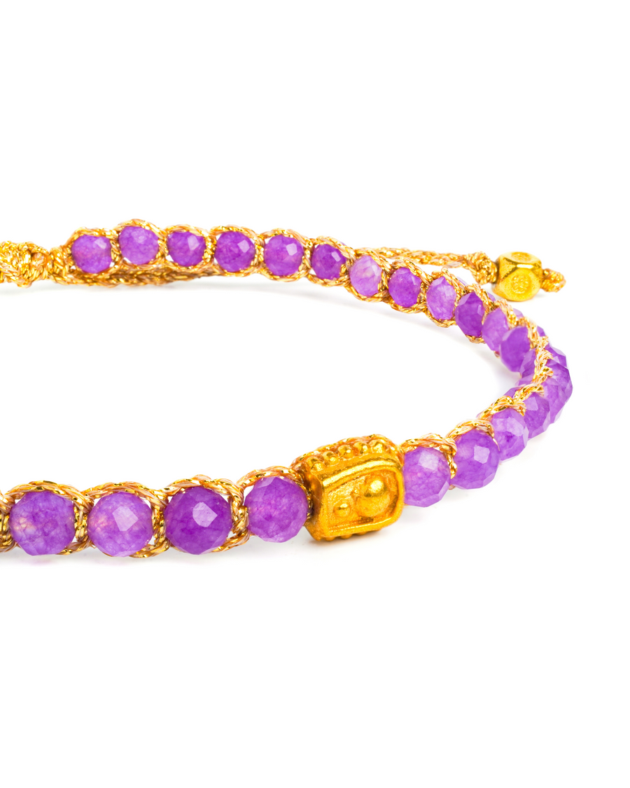 African Amethyst Bracelet | Gold