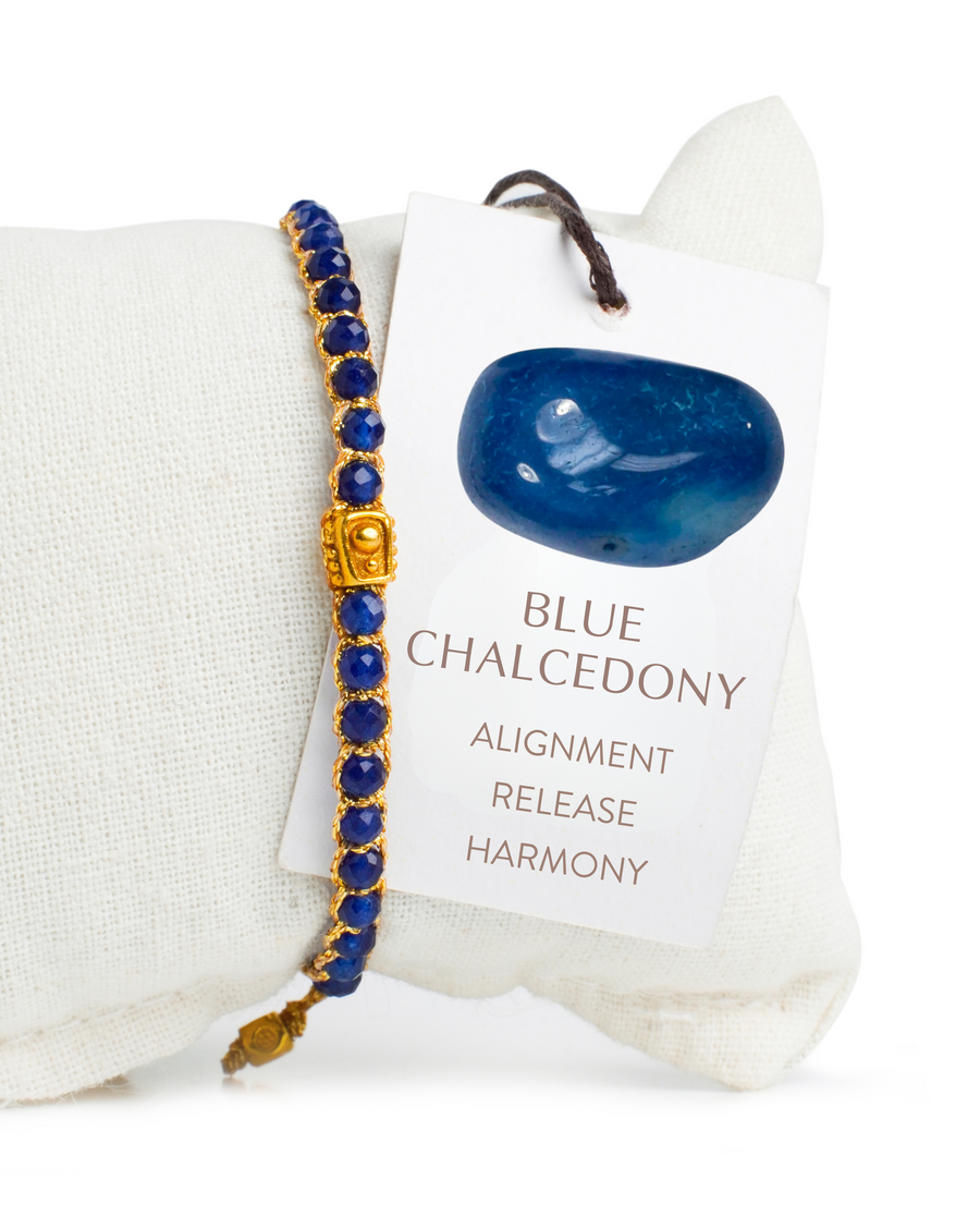 Blue Chalcedony Bracelet | Gold