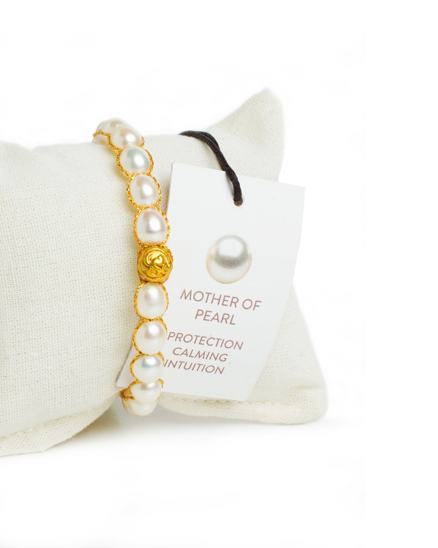 Fresh Water Pearl Oval 6mm Bracelet | Gold