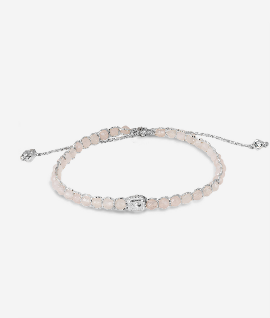 Gelang Kuarsa Mawar (Rose Quartz) | Benang Perak