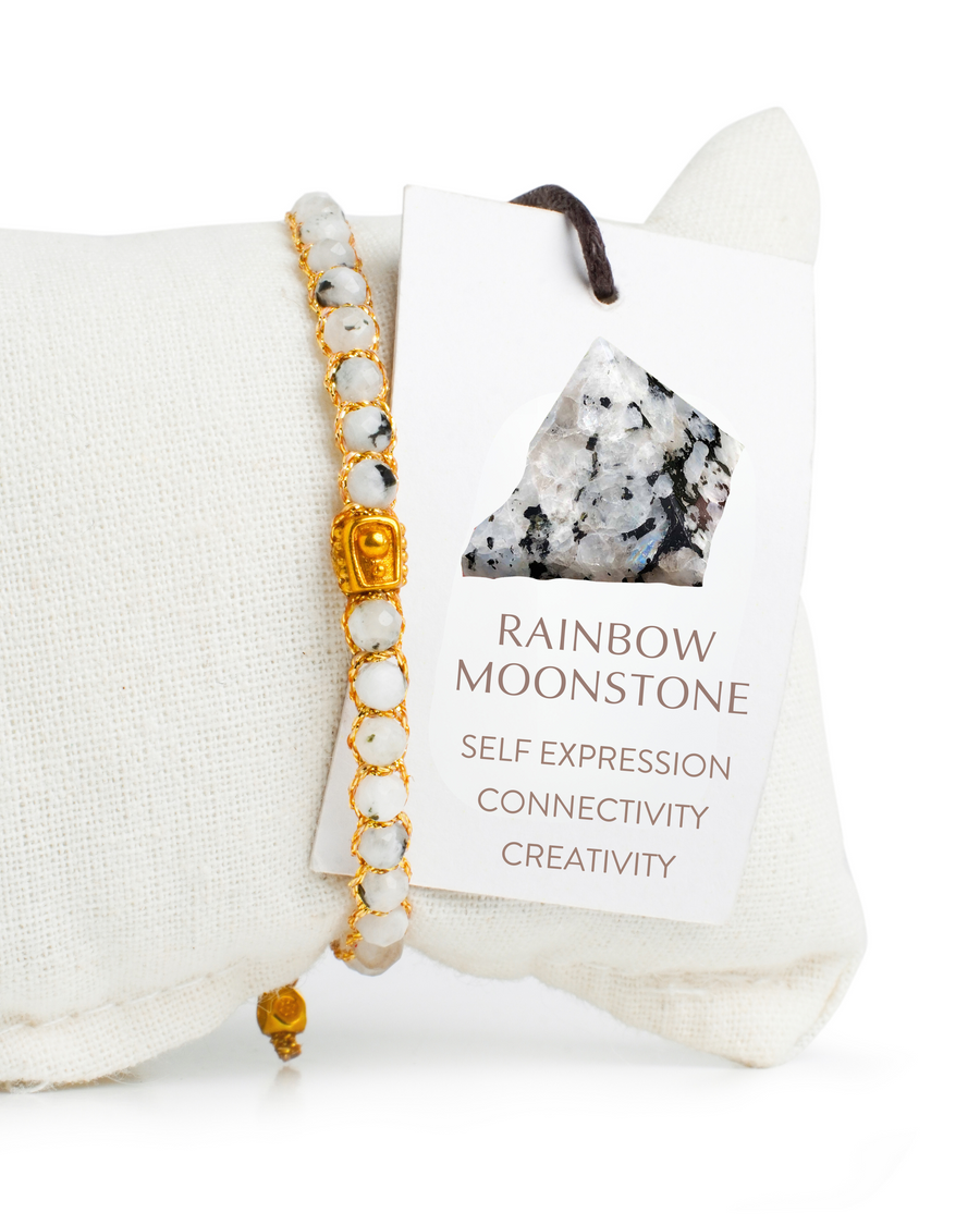 Rainbow Moonstone  Bracelet | Gold