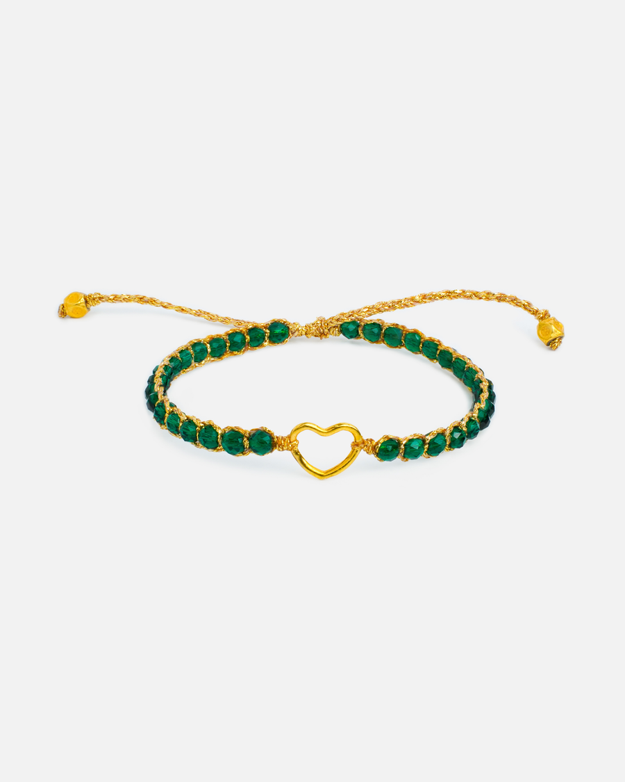 Green Spinel Heart Kids  Bracelet | Gold