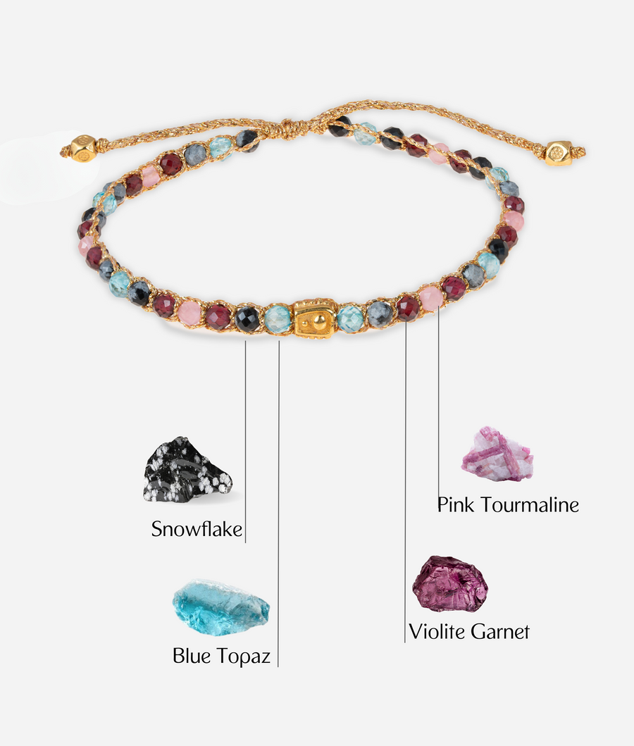 Gelang Lepidolite | Benang Emas