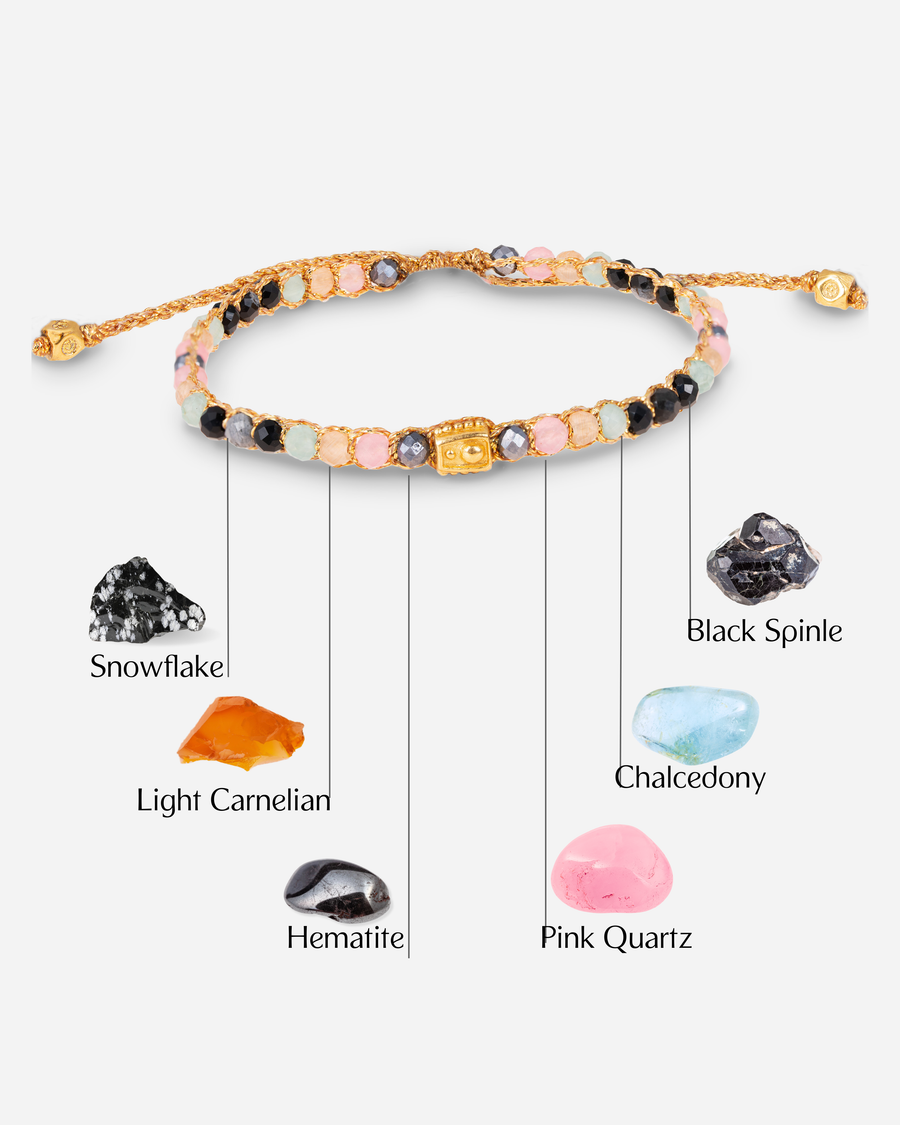 Gelang Lepidolite | Benang Emas