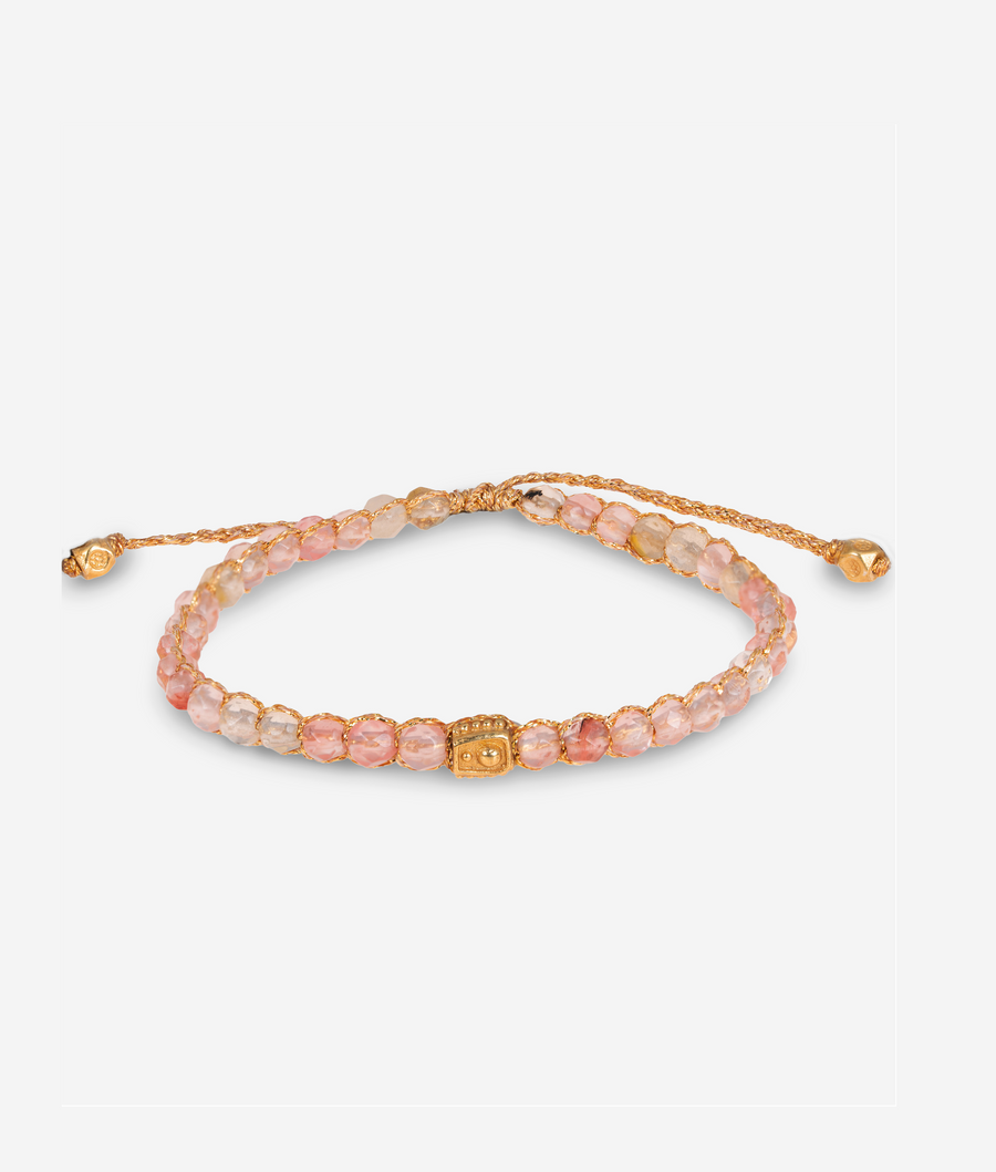 Watermelon Quartz Bracelet | Gold
