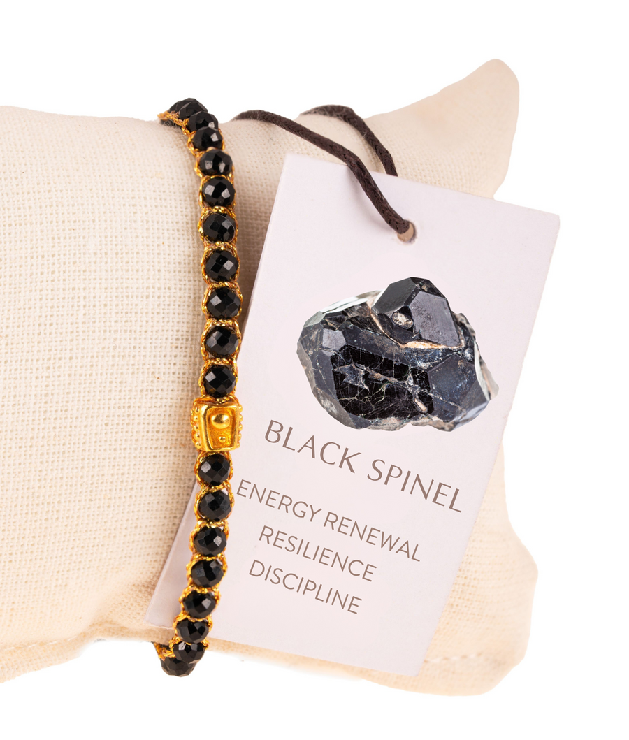 Black Spinel Bracelet | Gold
