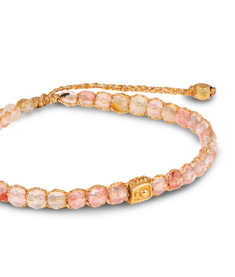 Watermelon Quartz Bracelet | Gold