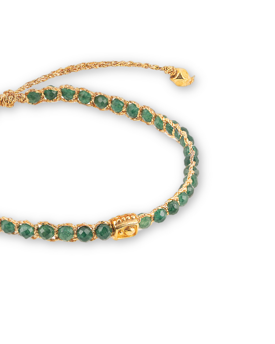 Green Emerald Agate Bracelet | Gold