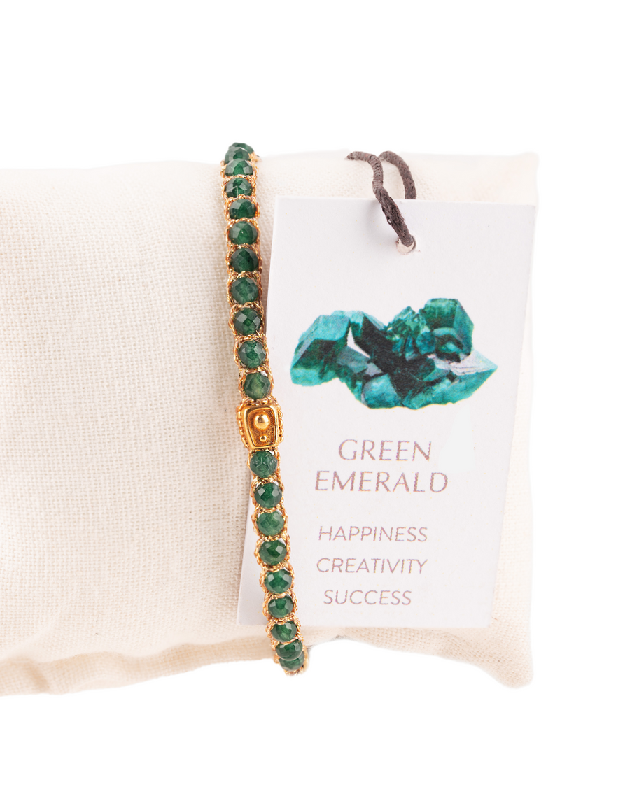 Green Emerald Agate Bracelet | Gold