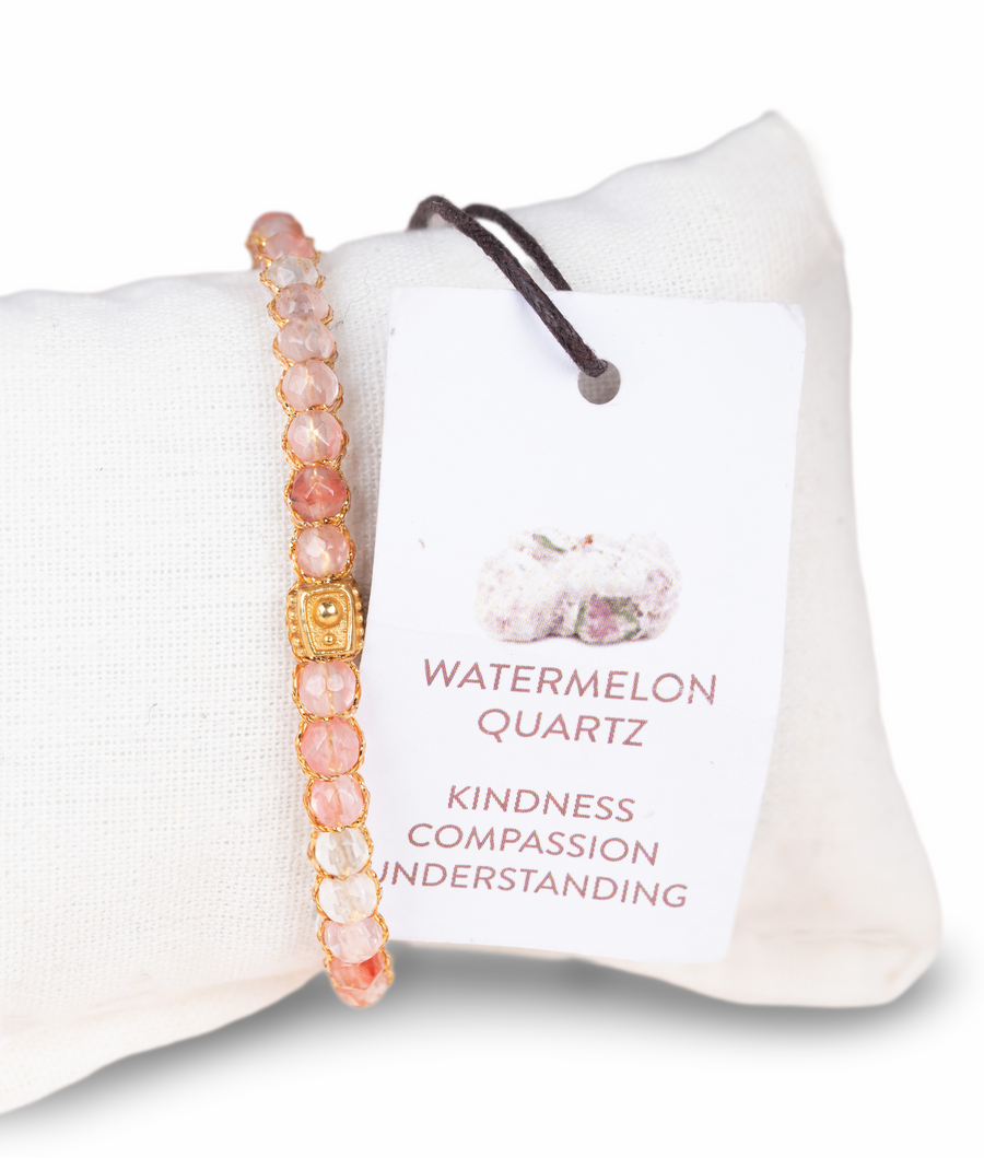 Watermelon Quartz Bracelet | Gold