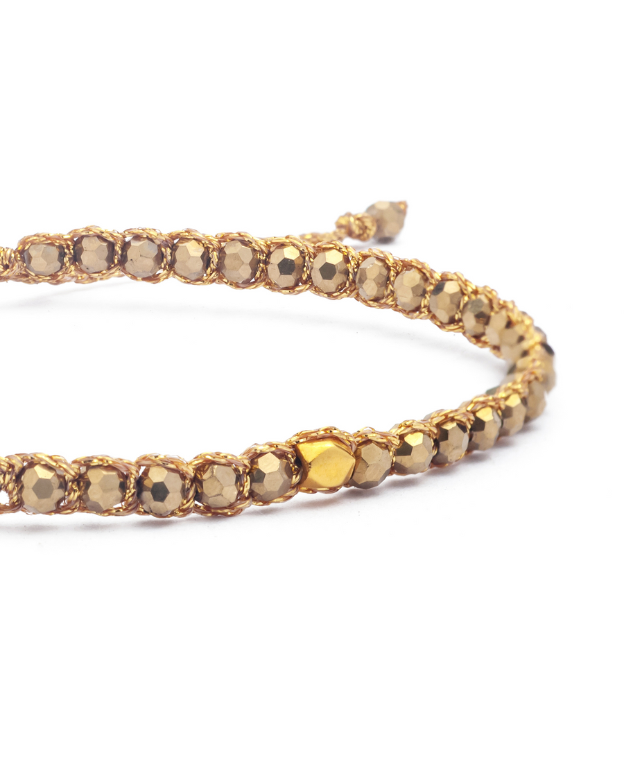 Crystal Metallic Nugget Bracelet | Gold