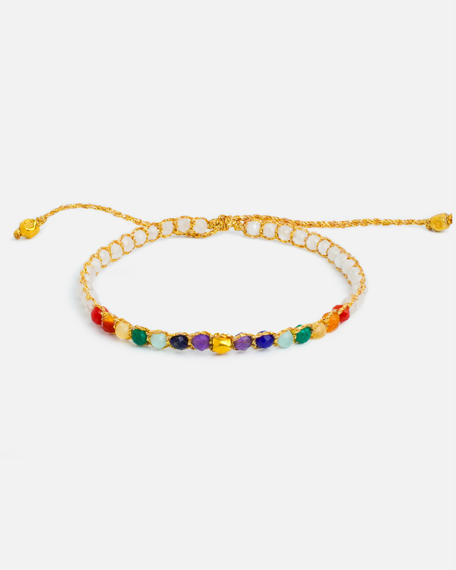 7 Chakras Moonstone Bracelet | Gold