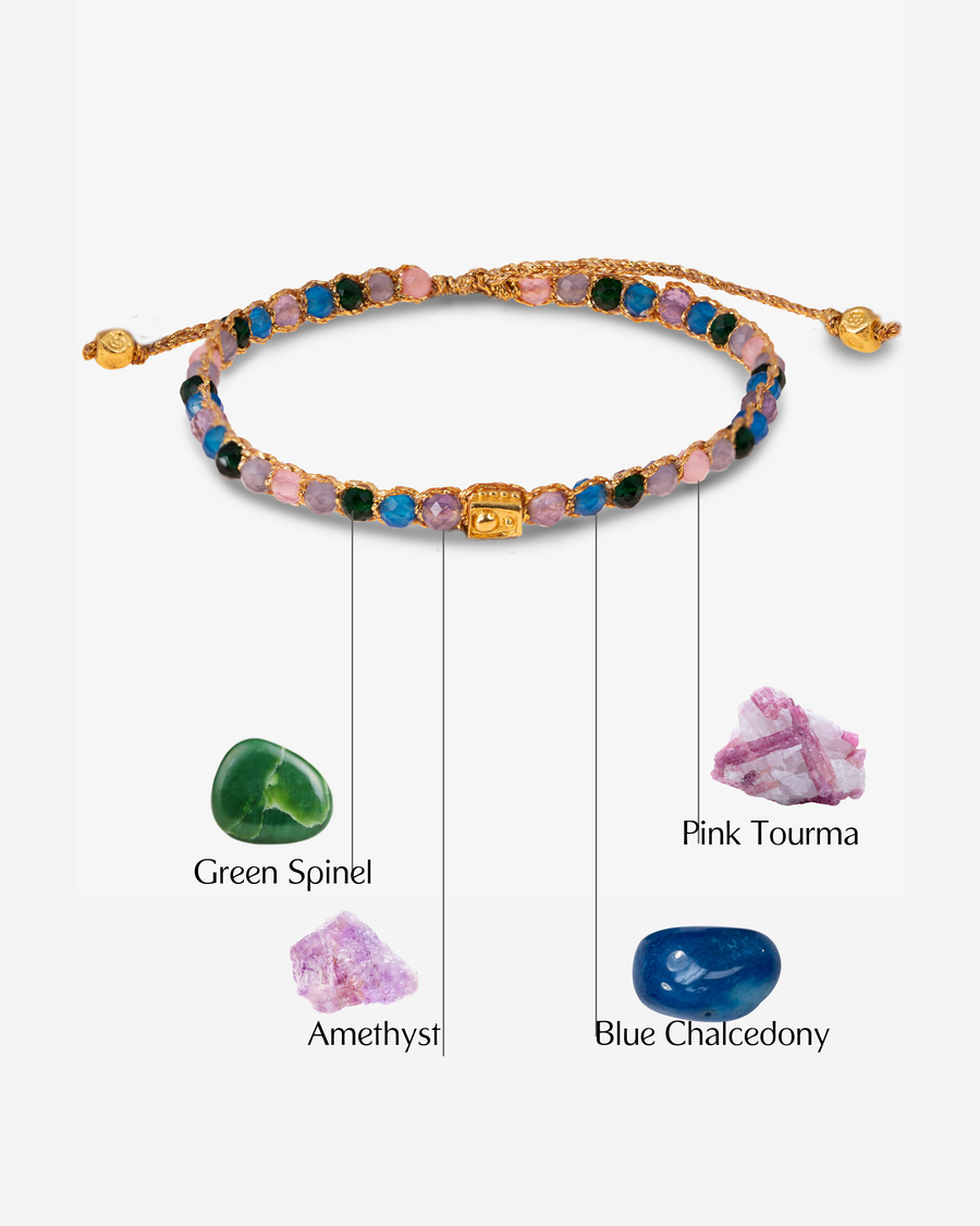 Gelang Lepidolite | Benang Emas