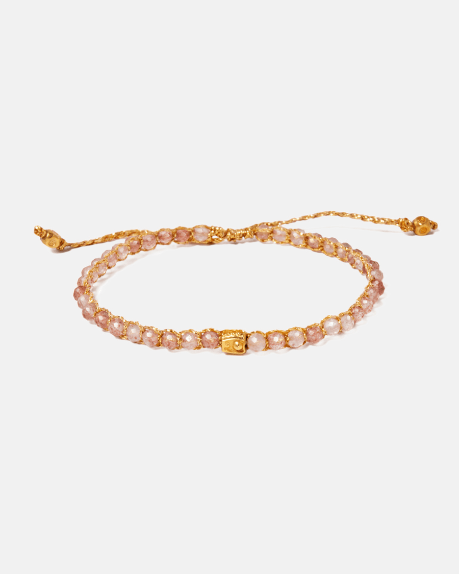 Strawberry Quartz Bracelet | Gold - Samapura Jewelry