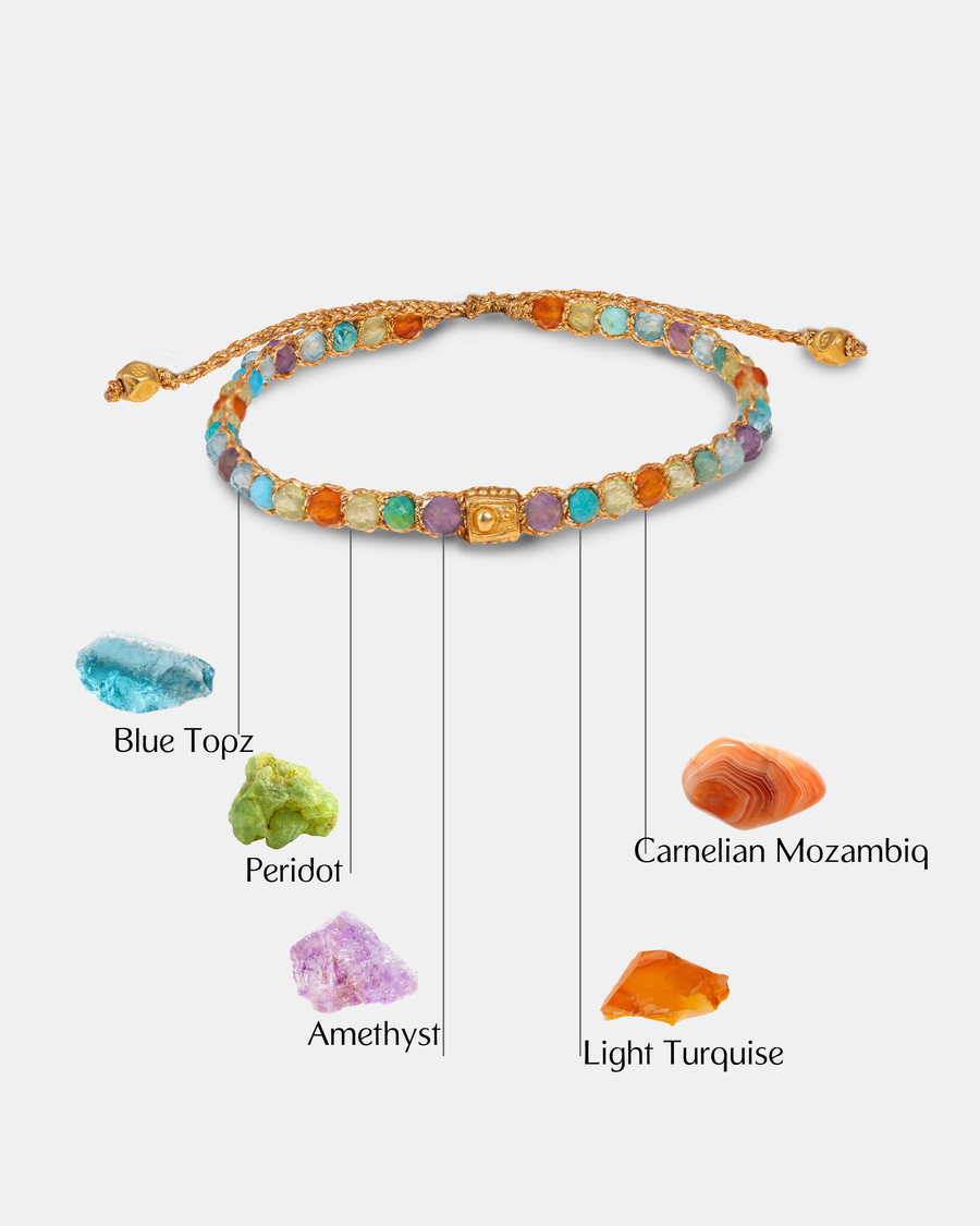 Gelang Lepidolite | Benang Emas