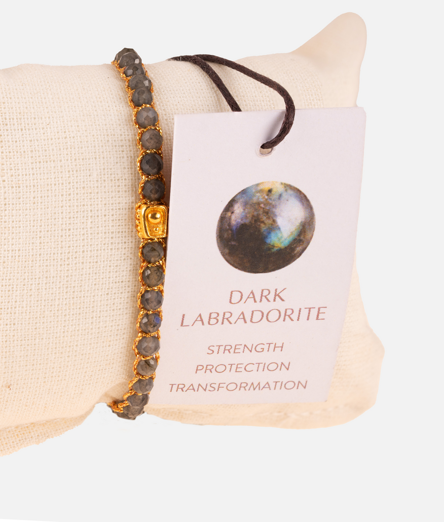 Dark Labradorite Bracelet | Gold