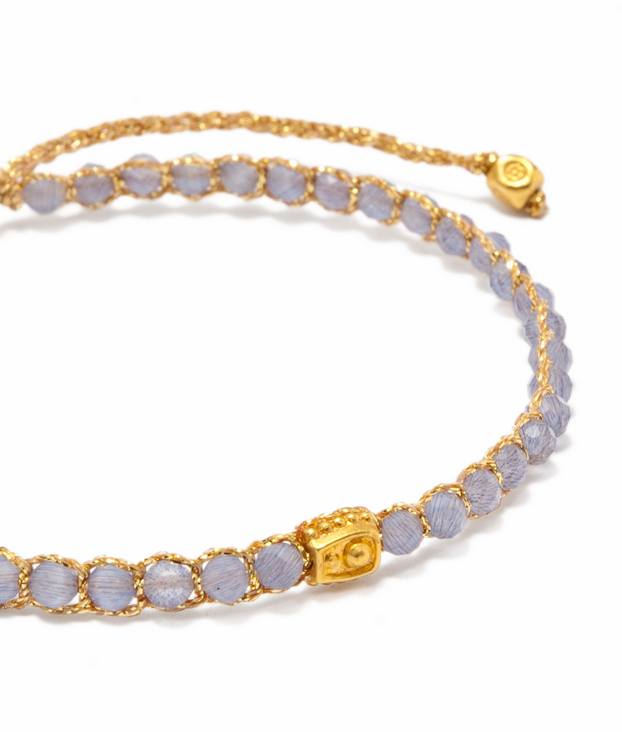 Gelang Emas Lavender Amethyst dari Zambia | Benang Emas