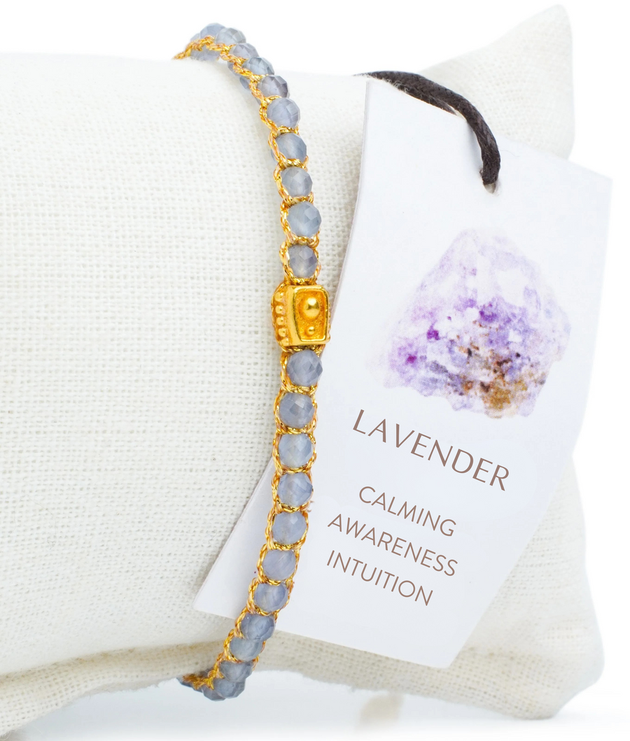 Gelang Emas Lavender Amethyst dari Zambia | Benang Emas