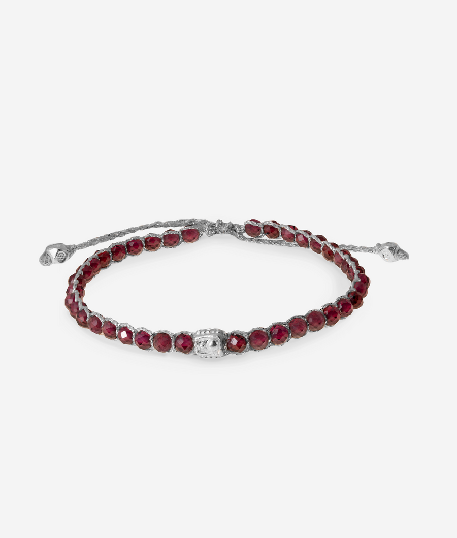 Gelang Batu Delima Violet | Benang Perak