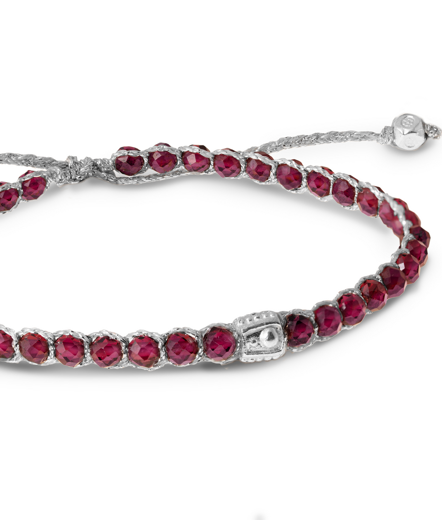 Gelang Batu Delima Violet | Benang Perak