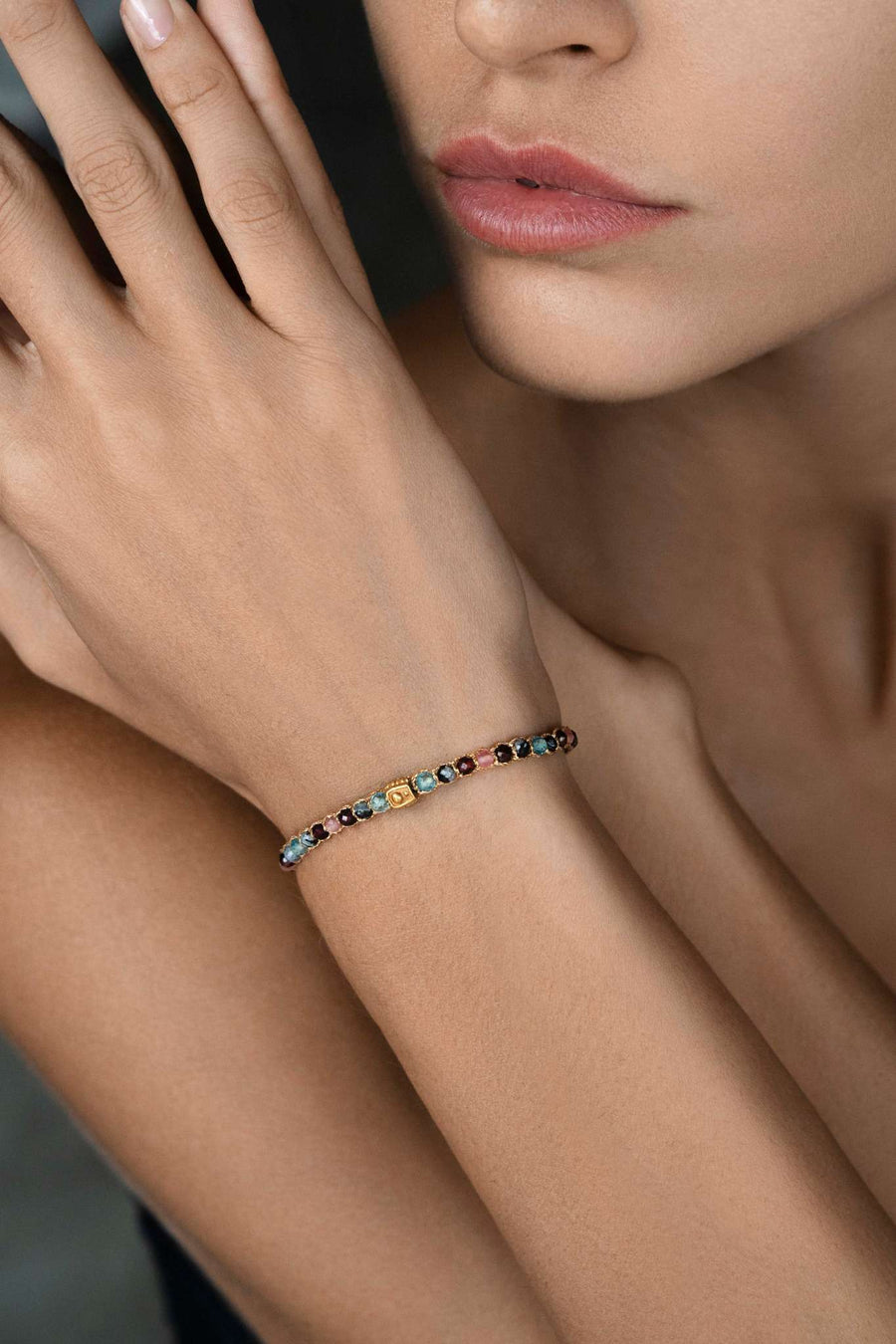 Gelang Lepidolite | Benang Emas