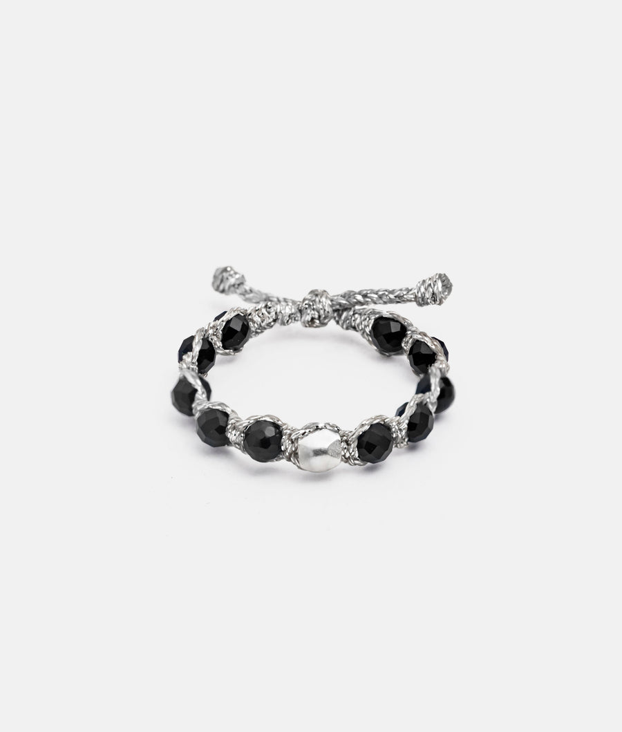 Cincin Spinel Hitam | Benang Perak