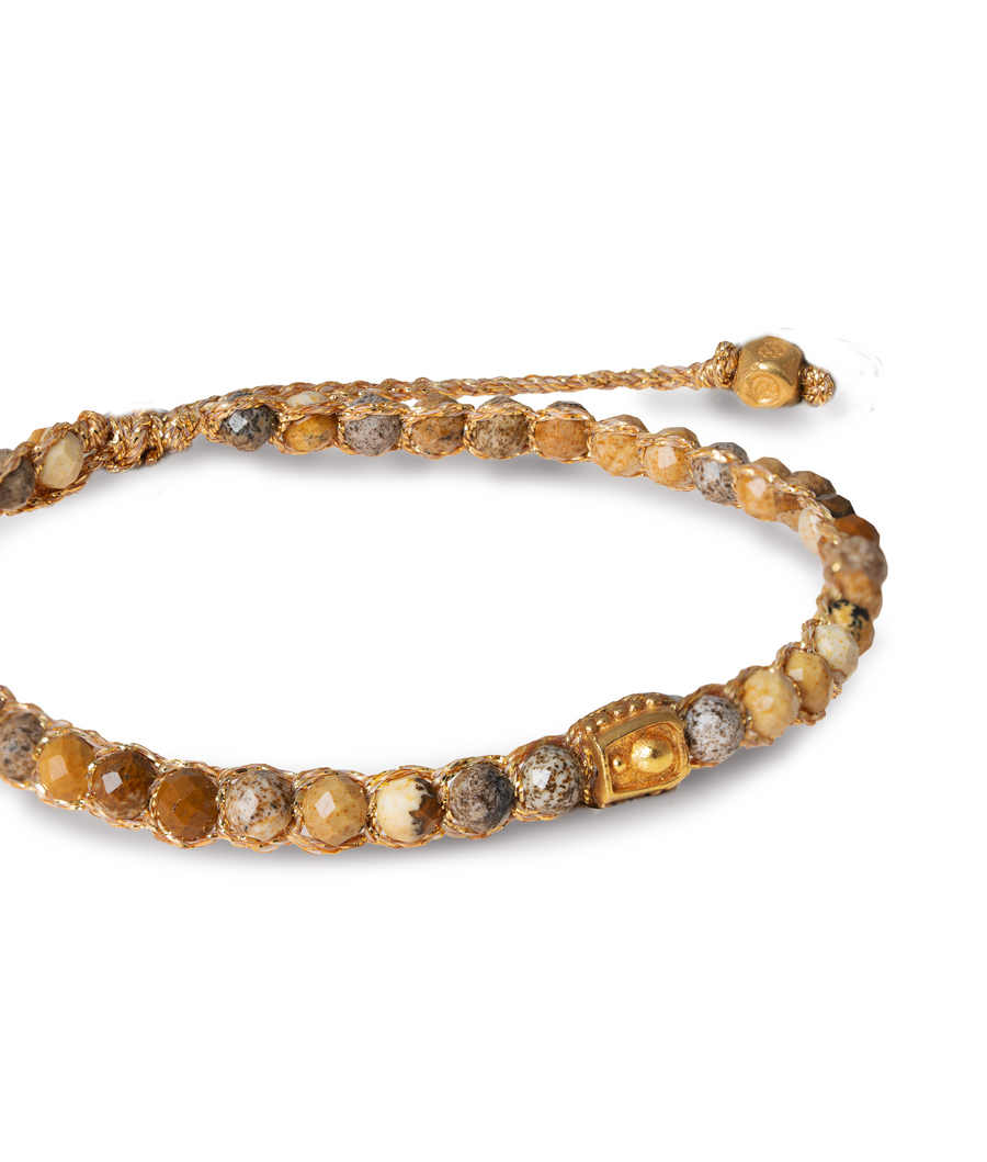 Gelang Jasper Coklat | Benang Emas